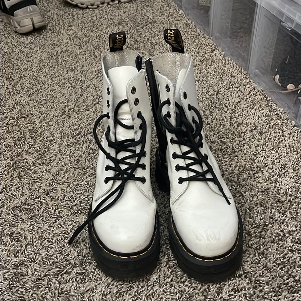 White Leather Women's Boots